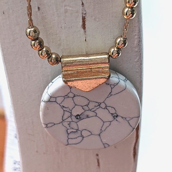 Natural Stone Long Gold Tone Necklace - Picture 3 of 4